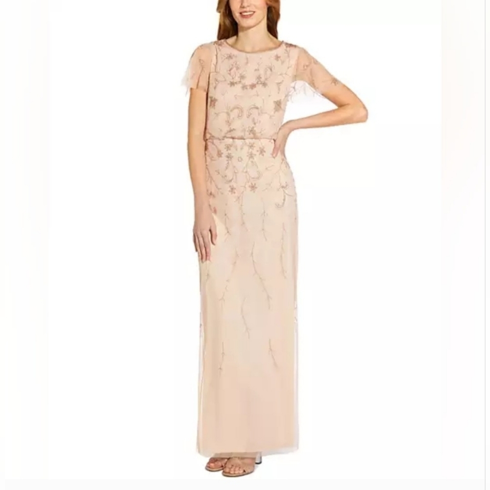 NWOT! Fall Boho Papell Studio Anthro Formal Women's Beaded Maxi Dress Small/4 - Picture 14 of 17